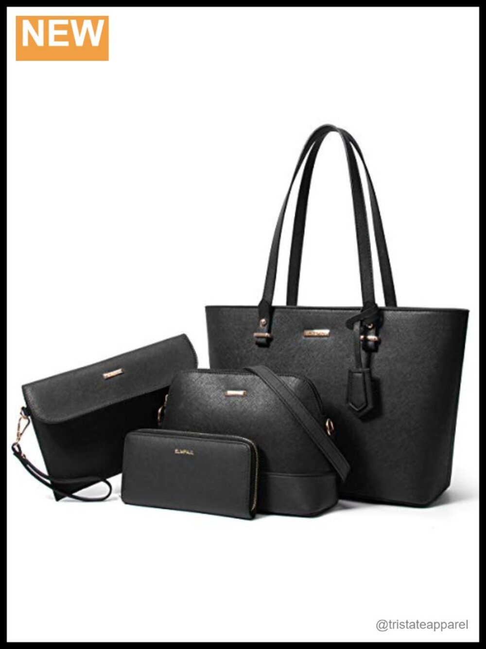 Synthetic Leather Satchel Handbag Messenger Bag Wallet Clutch Set